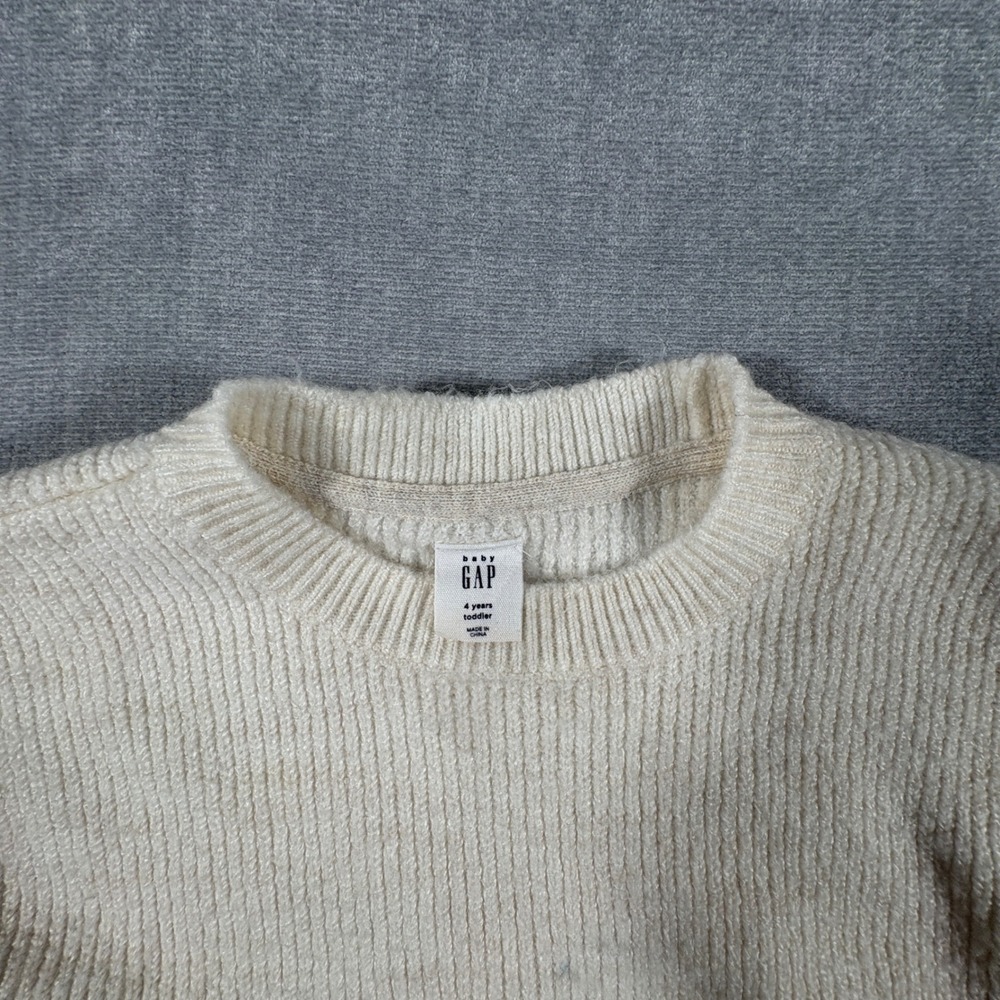 Baby Gap Toddler Girls Cream Ribbed Knit Sweater Dress Pockets Size 4T - Picture 4 of 8